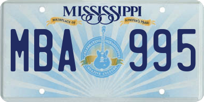 MS license plate MBA995