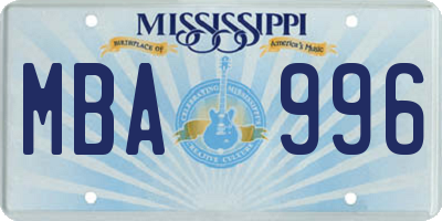 MS license plate MBA996