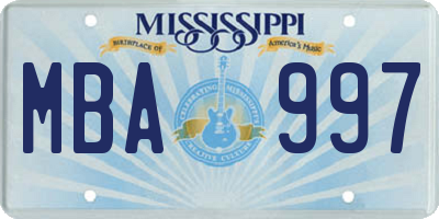 MS license plate MBA997