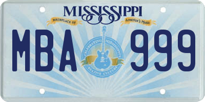 MS license plate MBA999