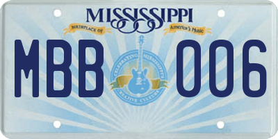 MS license plate MBB006