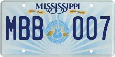 MS license plate MBB007