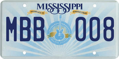 MS license plate MBB008