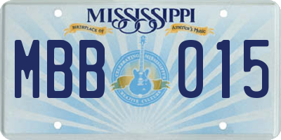 MS license plate MBB015