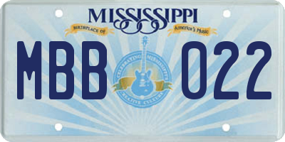 MS license plate MBB022