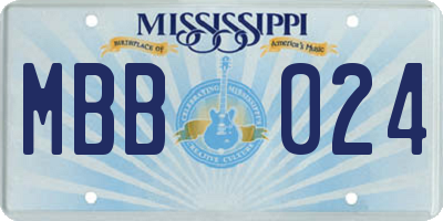 MS license plate MBB024