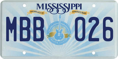 MS license plate MBB026