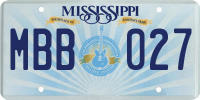 MS license plate MBB027