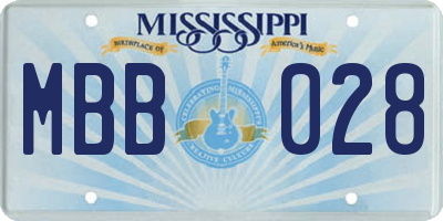 MS license plate MBB028