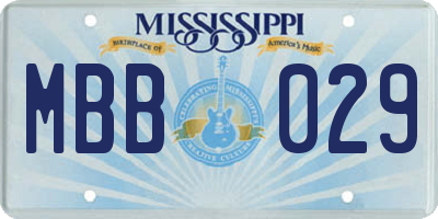 MS license plate MBB029