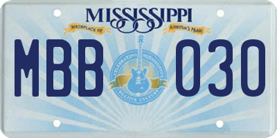 MS license plate MBB030