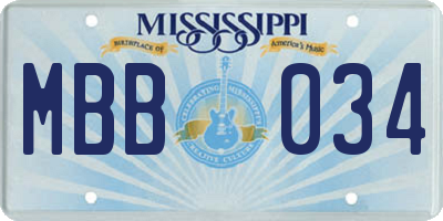 MS license plate MBB034
