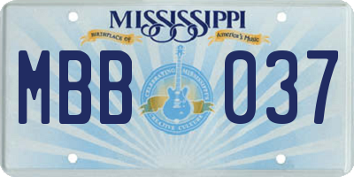MS license plate MBB037