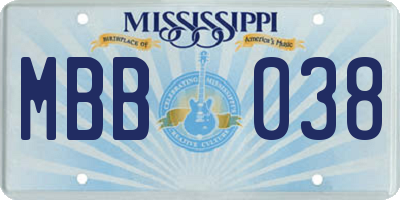 MS license plate MBB038