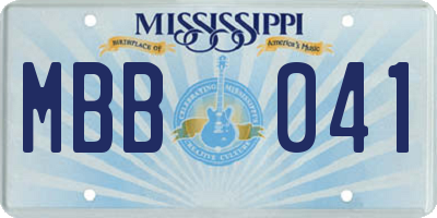 MS license plate MBB041