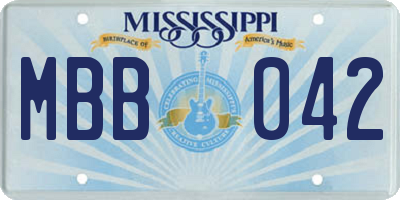 MS license plate MBB042