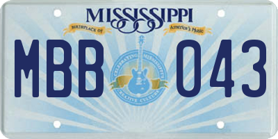 MS license plate MBB043