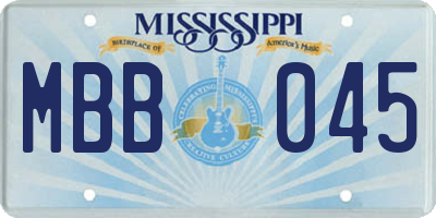 MS license plate MBB045