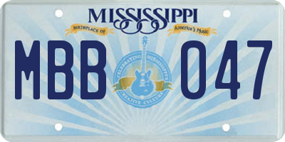 MS license plate MBB047