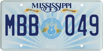 MS license plate MBB049