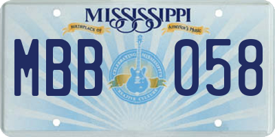 MS license plate MBB058
