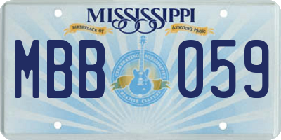 MS license plate MBB059