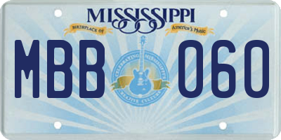 MS license plate MBB060