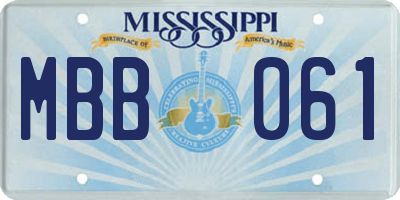 MS license plate MBB061