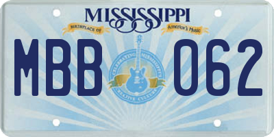 MS license plate MBB062