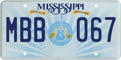 MS license plate MBB067