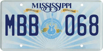 MS license plate MBB068