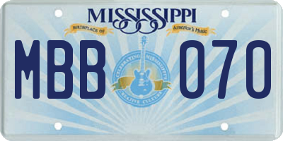 MS license plate MBB070