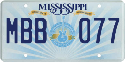 MS license plate MBB077