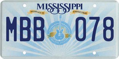 MS license plate MBB078