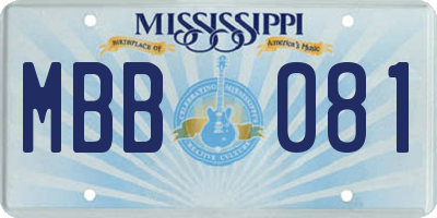 MS license plate MBB081