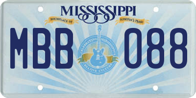 MS license plate MBB088