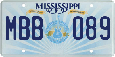 MS license plate MBB089
