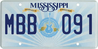 MS license plate MBB091