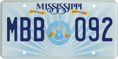 MS license plate MBB092