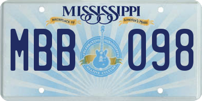 MS license plate MBB098