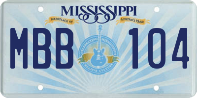 MS license plate MBB104