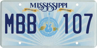 MS license plate MBB107