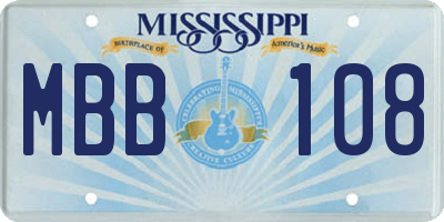 MS license plate MBB108