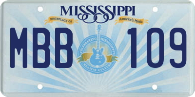 MS license plate MBB109
