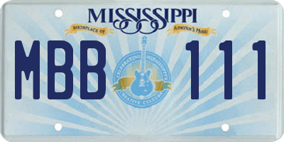 MS license plate MBB111