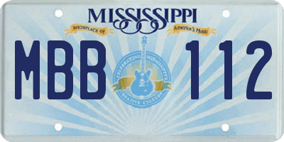 MS license plate MBB112