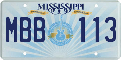MS license plate MBB113