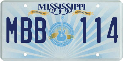 MS license plate MBB114