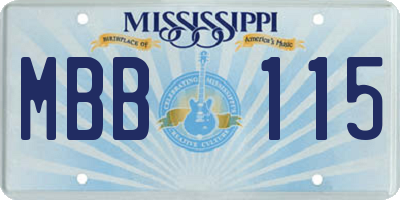 MS license plate MBB115