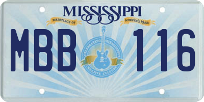 MS license plate MBB116